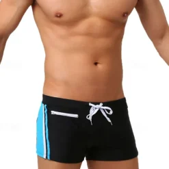 Men's Board Shorts Swim Shorts Swim Trunks Patchwork Drawstring Elastic Waist Color Block Comfort Quick Dry Short Holiday Beach Weekend Fashion Casual Black Red Micro-elastic