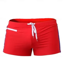 Men's Board Shorts Swim Shorts Swim Trunks Patchwork Drawstring Elastic Waist Color Block Comfort Quick Dry Short Holiday Beach Weekend Fashion Casual Black Red Micro-elastic