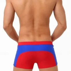 Men's Board Shorts Swim Shorts Swim Trunks Patchwork Drawstring Elastic Waist Color Block Comfort Quick Dry Short Holiday Beach Weekend Fashion Casual Black Red Micro-elastic