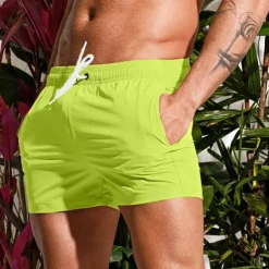 Men's Board Shorts Swim Shorts Swim Trunks Drawstring Elastic Waist Plain Comfort Quick Dry Short Holiday Beach Weekend Fashion Casual Black White Micro-elastic