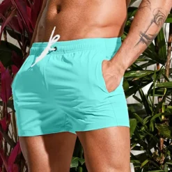 Men's Board Shorts Swim Shorts Swim Trunks Drawstring Elastic Waist Plain Comfort Quick Dry Short Holiday Beach Weekend Fashion Casual Black White Micro-elastic