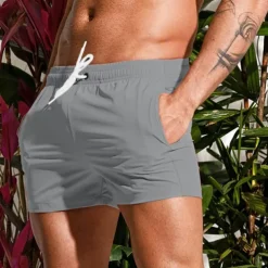 Men's Board Shorts Swim Shorts Swim Trunks Drawstring Elastic Waist Plain Comfort Quick Dry Short Holiday Beach Weekend Fashion Casual Black White Micro-elastic