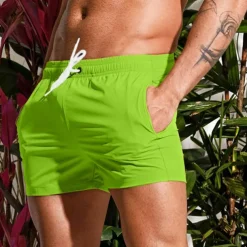 Men's Board Shorts Swim Shorts Swim Trunks Drawstring Elastic Waist Plain Comfort Quick Dry Short Holiday Beach Weekend Fashion Casual Black White Micro-elastic