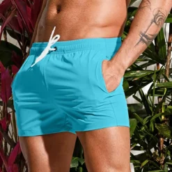 Men's Board Shorts Swim Shorts Swim Trunks Drawstring Elastic Waist Plain Comfort Quick Dry Short Holiday Beach Weekend Fashion Casual Black White Micro-elastic