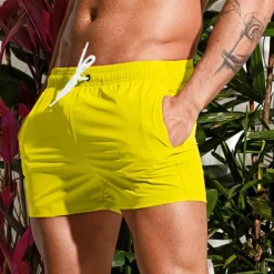 Men's Board Shorts Swim Shorts Swim Trunks Drawstring Elastic Waist Plain Comfort Quick Dry Short Holiday Beach Weekend Fashion Casual Black White Micro-elastic