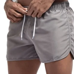 Men's Board Shorts Swim Shorts Swim Trunks Elastic Waist Solid Color Quick Dry Short Daily Gym Bathing Chic & Modern Casual / Sporty Black White Micro-elastic