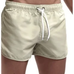 Men's Board Shorts Swim Shorts Swim Trunks Elastic Waist Solid Color Quick Dry Short Daily Gym Bathing Chic & Modern Casual / Sporty Black White Micro-elastic