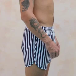 Men's Board Shorts Swim Shorts Swim Trunks Shorts Drawstring Elastic Waist Striped Comfort Quick Dry Short Daily Holiday Swimming Pool Fashion Casual Yellow Pink Micro-elastic