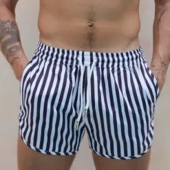 Men's Board Shorts Swim Shorts Swim Trunks Shorts Drawstring Elastic Waist Striped Comfort Quick Dry Short Daily Holiday Swimming Pool Fashion Casual Yellow Pink Micro-elastic