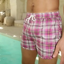 Men's Board Shorts Swim Shorts Swim Trunks Shorts Drawstring Elastic Waist Striped Comfort Quick Dry Short Daily Holiday Swimming Pool Fashion Casual Yellow Pink Micro-elastic