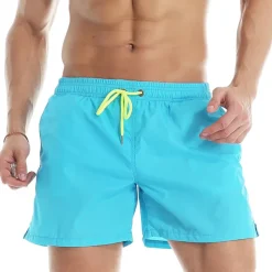 Men's Board Shorts Swim Shorts Swim Trunks Summer Shorts Beach Shorts Drawstring Elastic Waist Plain Quick Dry Short Daily Holiday Hawaiian Boho Black Yellow Micro-elastic