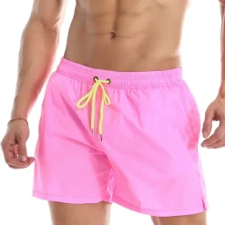 Men's Board Shorts Swim Shorts Swim Trunks Summer Shorts Beach Shorts Drawstring Elastic Waist Plain Quick Dry Short Daily Holiday Hawaiian Boho Black Yellow Micro-elastic