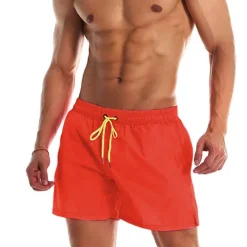 Men's Board Shorts Swim Shorts Swim Trunks Summer Shorts Beach Shorts Drawstring Elastic Waist Plain Quick Dry Short Daily Holiday Hawaiian Boho Black Yellow Micro-elastic