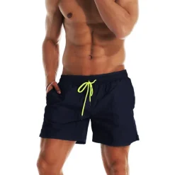 Men's Board Shorts Swim Shorts Swim Trunks Summer Shorts Beach Shorts Drawstring Elastic Waist Plain Quick Dry Short Daily Holiday Hawaiian Boho Black Yellow Micro-elastic