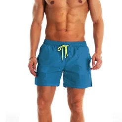 Men's Board Shorts Swim Shorts Swim Trunks Summer Shorts Beach Shorts Drawstring Elastic Waist Plain Quick Dry Short Daily Holiday Hawaiian Boho Black Yellow Micro-elastic