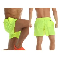 Men's Board Shorts Swim Shorts Swim Trunks Summer Shorts Beach Shorts Drawstring Elastic Waist Plain Quick Dry Short Daily Holiday Hawaiian Boho Black Yellow Micro-elastic