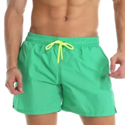 Men's Board Shorts Swim Shorts Swim Trunks Summer Shorts Beach Shorts Drawstring Elastic Waist Plain Quick Dry Short Daily Holiday Hawaiian Boho Black Yellow Micro-elastic