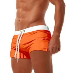 Men's Board Shorts Swim Shorts Swim Trunks Swim Briefs Drawstring Elastic Waist Zipper Pocket Solid Color Breathable Quick Dry Short Casual Daily Beach Fashion Classic Style ArmyGreen Black