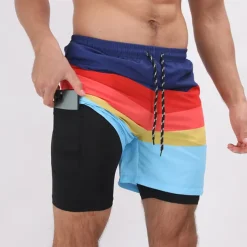 Men's Board Shorts Swim Shorts Swim Trunks Surfing Casual Holiday Beach Quick Dry Drawstring With Compression Liner Gradient Hawaiian Boho Activewear 1 5