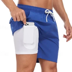 Men's Board Shorts Swim Shorts Swim Trunks Drawstring Elastic Waist With Compression Liner Gradient Plain Comfort Quick Dry Short Holiday Beach Weekend Fashion Casual Lake blue Gradient blue