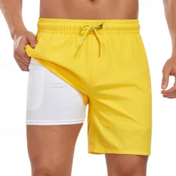 Men's Board Shorts Swim Shorts Swim Trunks Drawstring Elastic Waist With Compression Liner Gradient Plain Comfort Quick Dry Short Holiday Beach Weekend Fashion Casual Lake blue Gradient blue