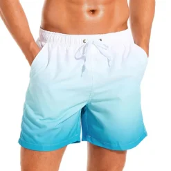 Men's Board Shorts Swim Shorts Swim Trunks Drawstring with Mesh lining Elastic Waist Gradient Quick Dry Short Casual Daily Holiday Hawaiian Boho Black Pink Micro-elastic