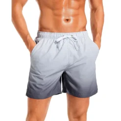 Men's Board Shorts Swim Shorts Swim Trunks Drawstring with Mesh lining Elastic Waist Gradient Quick Dry Short Casual Daily Holiday Hawaiian Boho Black Pink Micro-elastic