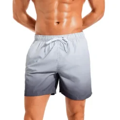 Men's Board Shorts Swim Shorts Swim Trunks Drawstring with Mesh lining Elastic Waist Gradient Quick Dry Short Casual Daily Holiday Hawaiian Boho Black Pink Micro-elastic