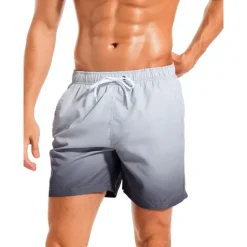 Men's Board Shorts Swim Shorts Swim Trunks Drawstring with Mesh lining Elastic Waist Gradient Quick Dry Short Casual Daily Holiday Hawaiian Boho Black Pink Micro-elastic