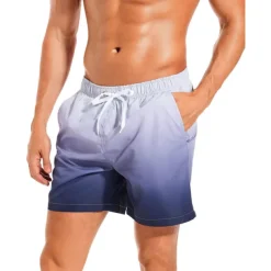 Men's Board Shorts Swim Shorts Swim Trunks Drawstring with Mesh lining Elastic Waist Gradient Quick Dry Short Casual Daily Holiday Hawaiian Boho Black Pink Micro-elastic