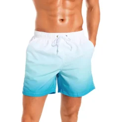 Men's Board Shorts Swim Shorts Swim Trunks Drawstring with Mesh lining Elastic Waist Gradient Quick Dry Short Casual Daily Holiday Hawaiian Boho Black Pink Micro-elastic