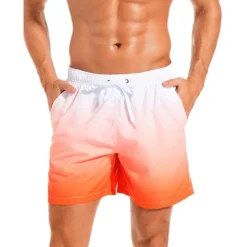 Men's Board Shorts Swim Shorts Swim Trunks Drawstring with Mesh lining Elastic Waist Gradient Quick Dry Short Casual Daily Holiday Hawaiian Boho Black Pink Micro-elastic