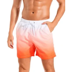 Men's Board Shorts Swim Shorts Swim Trunks Drawstring with Mesh lining Elastic Waist Gradient Quick Dry Short Casual Daily Holiday Hawaiian Boho Black Pink Micro-elastic