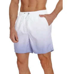 Men's Board Shorts Swim Shorts Swim Trunks Drawstring with Mesh lining Elastic Waist Gradient Quick Dry Short Casual Daily Holiday Hawaiian Boho Black Pink Micro-elastic