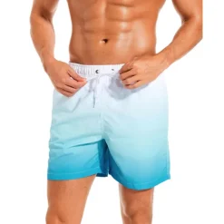 Men's Board Shorts Swim Shorts Swim Trunks Drawstring with Mesh lining Elastic Waist Gradient Quick Dry Short Casual Daily Holiday Hawaiian Boho Black Pink Micro-elastic