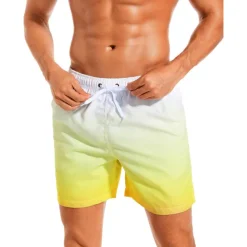 Men's Board Shorts Swim Shorts Swim Trunks Drawstring with Mesh lining Elastic Waist Gradient Quick Dry Short Casual Daily Holiday Hawaiian Boho Black Pink Micro-elastic