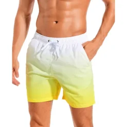 Men's Board Shorts Swim Shorts Swim Trunks Drawstring with Mesh lining Elastic Waist Gradient Quick Dry Short Casual Daily Holiday Hawaiian Boho Black Pink Micro-elastic