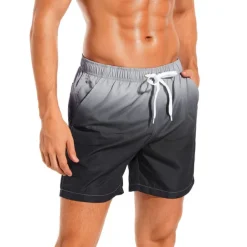 Men's Board Shorts Swim Shorts Swim Trunks Drawstring with Mesh lining Elastic Waist Gradient Quick Dry Short Casual Daily Holiday Hawaiian Boho Black Pink Micro-elastic