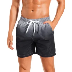 Men's Board Shorts Swim Shorts Swim Trunks Drawstring with Mesh lining Elastic Waist Gradient Quick Dry Short Casual Daily Holiday Hawaiian Boho Black Pink Micro-elastic