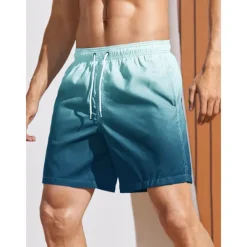 Men's Board Shorts Swim Shorts Swim Trunks Summer Shorts Drawstring with Mesh lining Elastic Waist Gradient Graphic Prints Quick Dry Short Holiday Beach Hawaiian Boho Black-White Yellow Micro-elastic