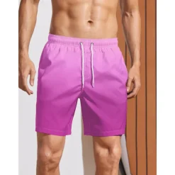 Men's Board Shorts Swim Shorts Swim Trunks Summer Shorts Drawstring with Mesh lining Elastic Waist Gradient Graphic Prints Quick Dry Short Holiday Beach Hawaiian Boho Black-White Yellow Micro-elastic