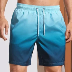 Men's Board Shorts Swim Shorts Swim Trunks Summer Shorts Drawstring with Mesh lining Elastic Waist Gradient Graphic Prints Quick Dry Short Holiday Beach Hawaiian Boho Black-White Yellow Micro-elastic