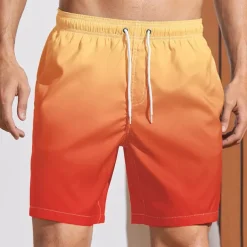 Men's Board Shorts Swim Shorts Swim Trunks Summer Shorts Drawstring with Mesh lining Elastic Waist Gradient Graphic Prints Quick Dry Short Holiday Beach Hawaiian Boho Black-White Yellow Micro-elastic