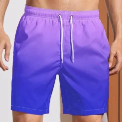 Men's Board Shorts Swim Shorts Swim Trunks Summer Shorts Drawstring with Mesh lining Elastic Waist Gradient Graphic Prints Quick Dry Short Holiday Beach Hawaiian Boho Black-White Yellow Micro-elastic