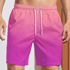 Men's Board Shorts Swim Shorts Swim Trunks Summer Shorts Drawstring with Mesh lining Elastic Waist Gradient Graphic Prints Quick Dry Short Holiday Beach Hawaiian Boho Black-White Yellow Micro-elastic