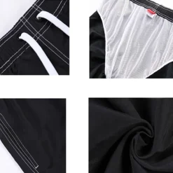 Men's Board Shorts Swim Trunks Going out Weekend Breathable Quick Dry Drawstring Elastic Waist with Pockets Plain Knee Length Gymnatics Casual Activewear Lake blue Black