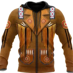 Men's Bohemian Style Graphic Prints Hoodie Hoodies Sweatshirt Streetwear Designer Long Sleeve Hooded Sports & Outdoor Daily Sports Brown Zipper Print Spring & Fall Designer