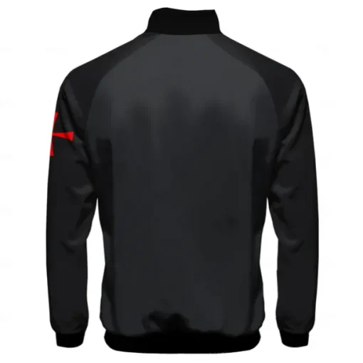 Men's Bomber Jacket Coat Breathable Comfortable Dailywear Zipper Side Pockets 3D Print Spring Fall Winter Standing Collar Long Sleeve Black