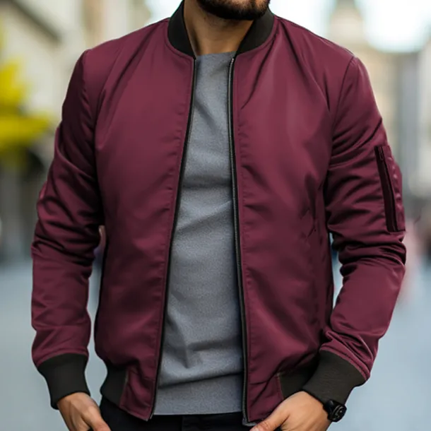 Men's Bomber Jacket Transition Jacket Daily Wear Windbreaker Zipper Pocket All Seasons Plain Streetwear Stand Collar Regular Black Yellow Red Army Green Dark Blue Jacket