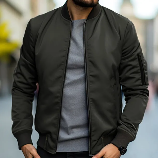 Men's Bomber Jacket Transition Jacket Daily Wear Windbreaker Zipper Pocket All Seasons Plain Streetwear Stand Collar Regular Black Yellow Red Army Green Dark Blue Jacket